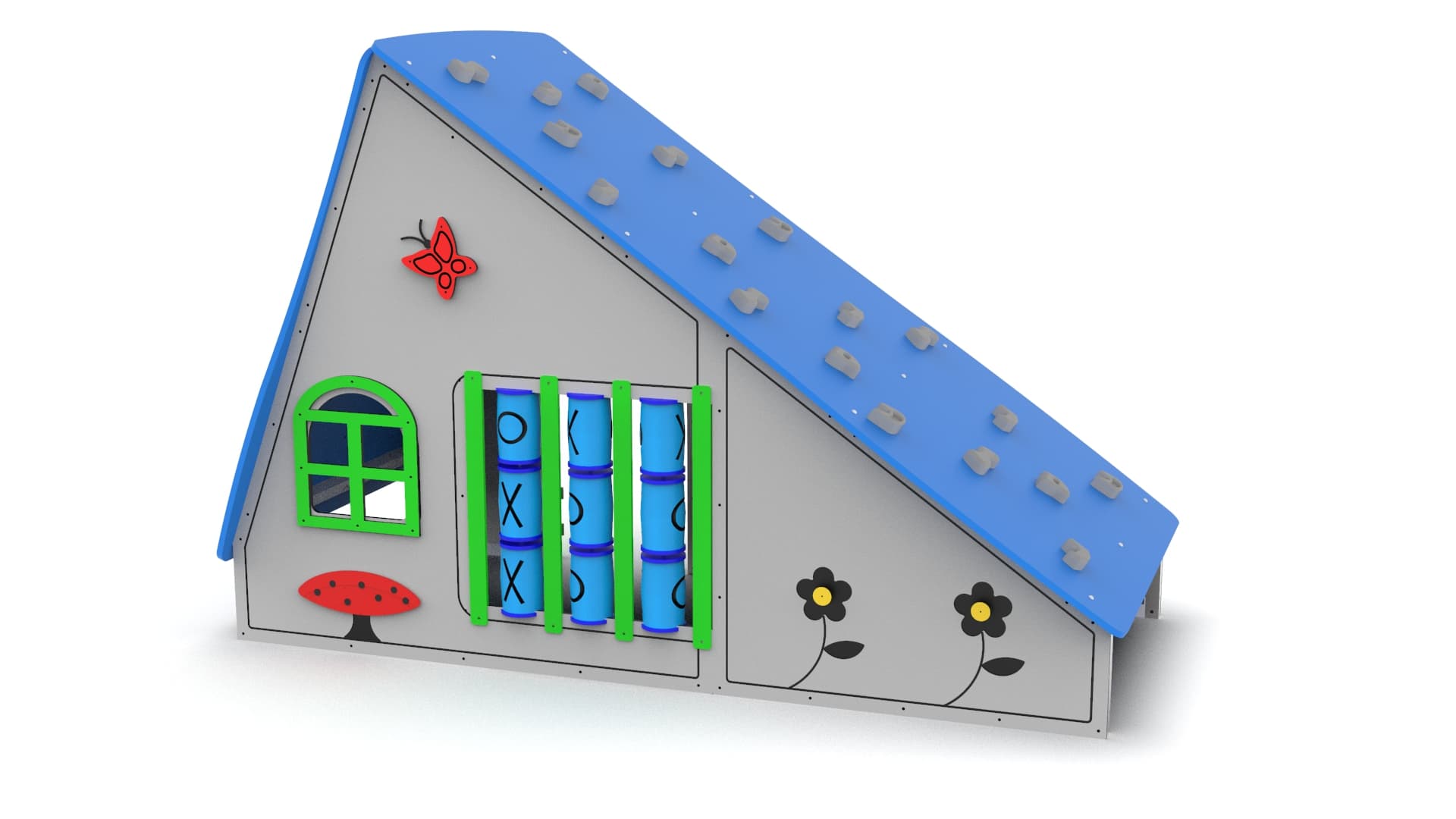 EPX-US-027 Spielhaus mit Kletterelementen und Zaun